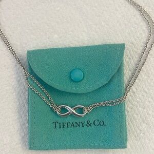 Tiffany and Co. Double Chain Sterling Infinity Necklace